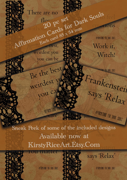 The Sweary Affirmation Shop - Cards for Dark Souls, Burnt Orange Motivation Cards, Self Care for Goths