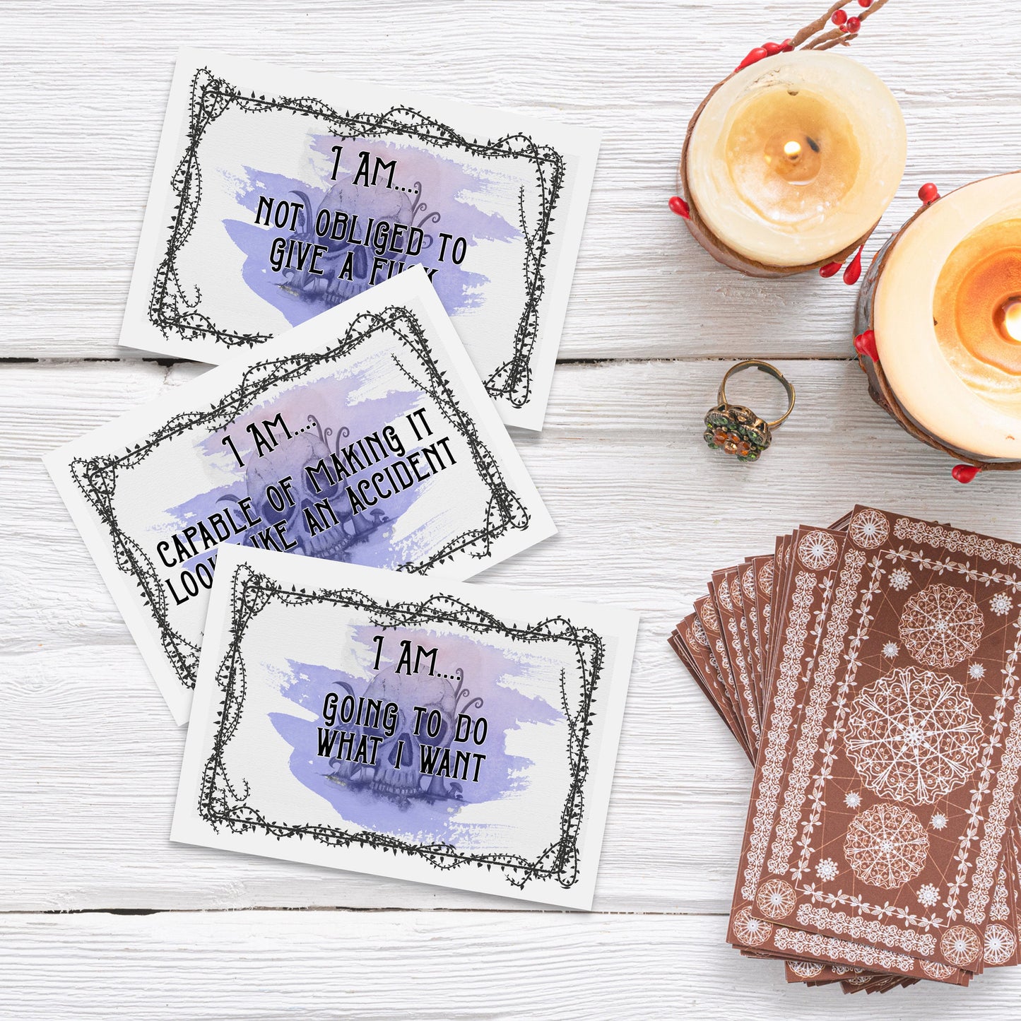 The Sweary Affirmation Shop - Mini Sweary Affirmation Deck | Funny Encouragement Cards | Pocket Sized Sweary Positivity Affirmation Deck | Gender Neutral